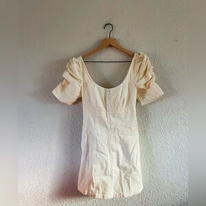 Free People Cheyenne Denim Mini Dress in Ivory NWT